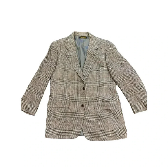 Brooks Brothers Men Gray Houndstooth Notch Lapel Camel Hair Single Breas… - Picture 1 of 11
